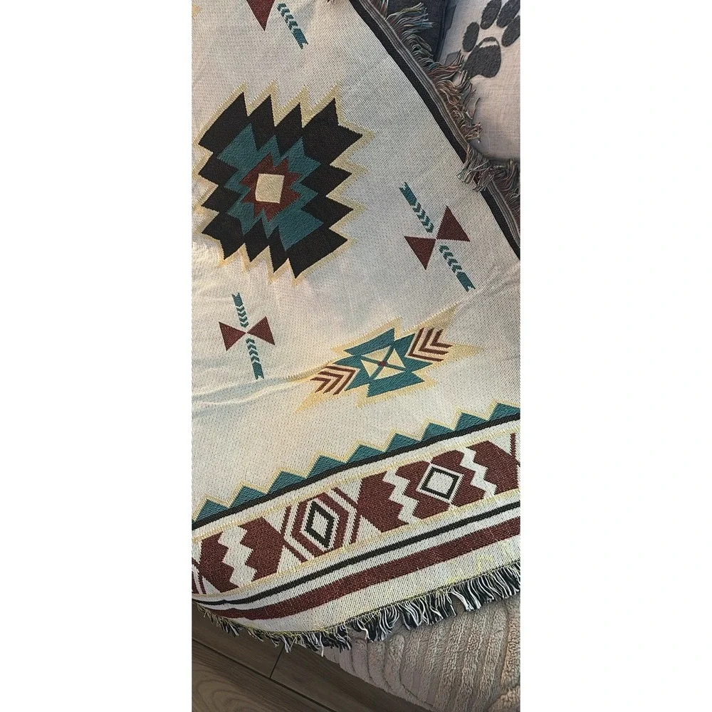 Aztec Design Throw Blanket 50x60 Afghan Tapestry Frills